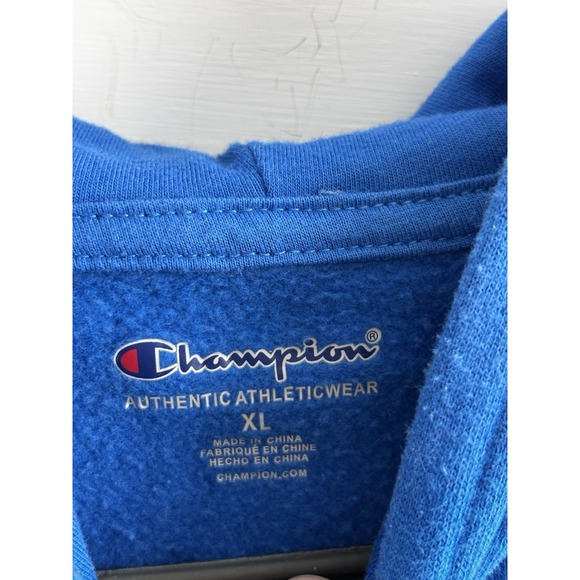 Champion Big Boys Colorblocked Fleece Hoodie Color Bozetto Blue/Black Sz XL 0288 - Picture 6 of 8